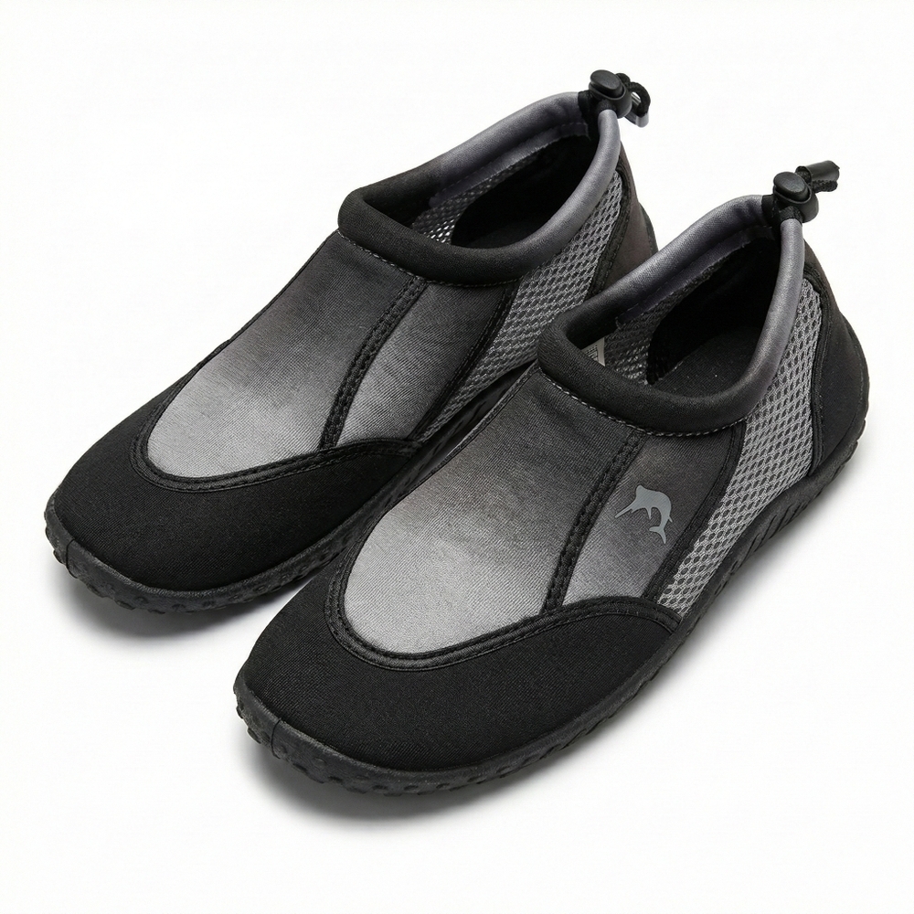 Reel Legends Black Gray Slip On Boat Shoes